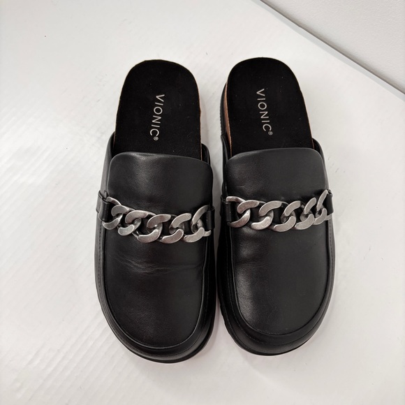 Vionic Georgie Mule Black Leather Womens Comfort Shoe Size 8.5 Arch Support NEW! - Picture 9 of 13